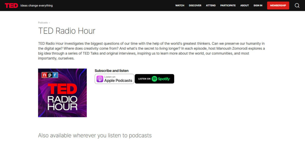 TED Radio Hour Tech Podcasts