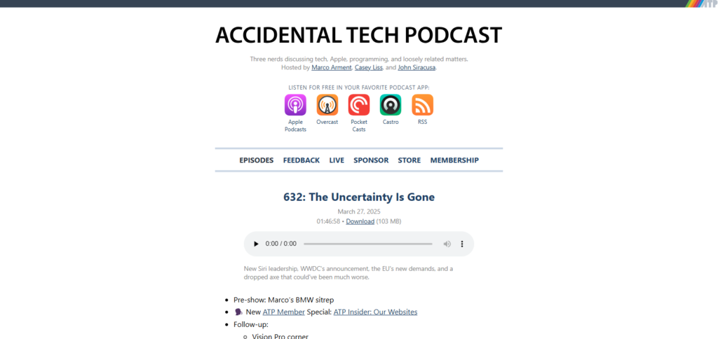 Accidental Tech Podcast Tech Podcasts