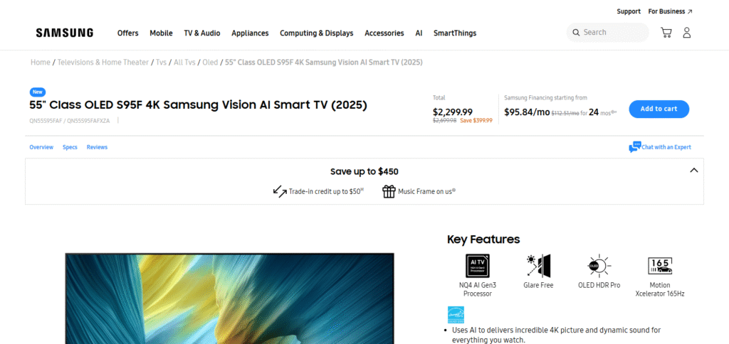 Samsung S95F OLED TV